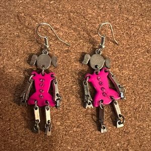 Pink robot girl earrings